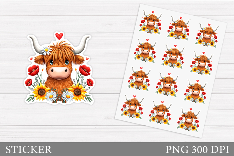 Cow Sticker Design. Cute Cow Sticker Printable