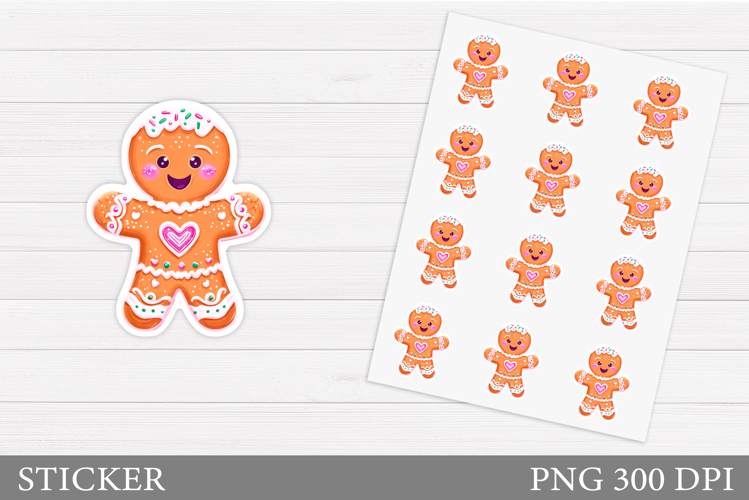 Gingerbread Sticker Design. Christmas Sticker Template