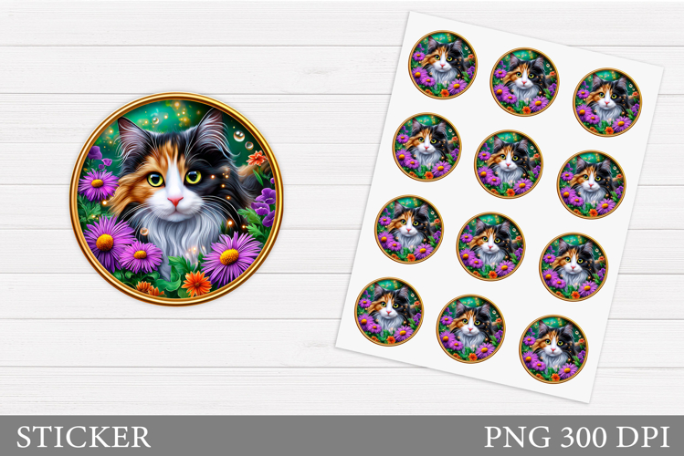 Cute Cat Sticker Design. Cat Sticker Printable