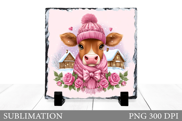 Christmas Cow Sublimation. Christmas Cow Slate Design