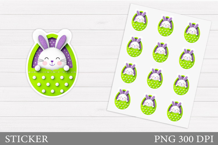 Easter Bunny Sticker Printable. Easter Sticker Design
