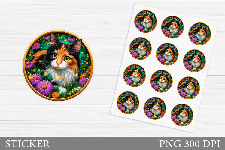 Cute Cat Sticker Design. Cat Sticker Printable