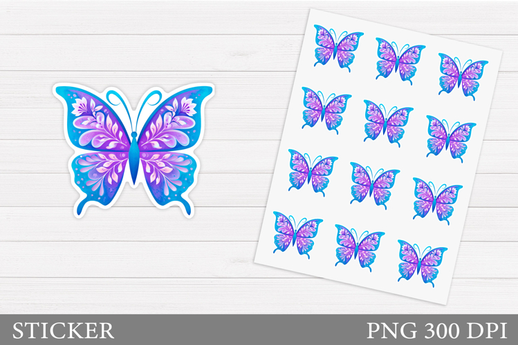 Butterfly Sticker Design. Summer Sticker Printable