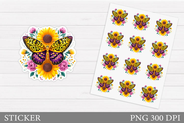 Butterfly Sticker Design. Butterfly Flowers Sticker
