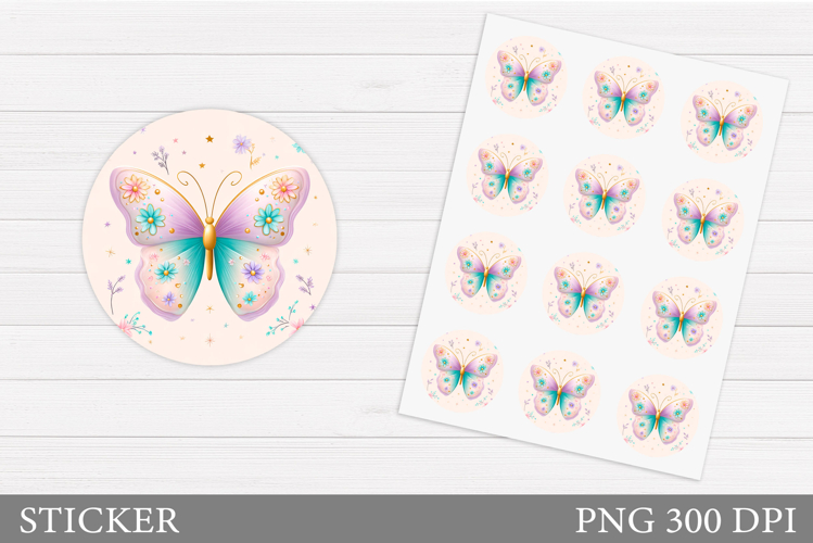 Butterfly Sticker Design. Summer Sticker Printable
