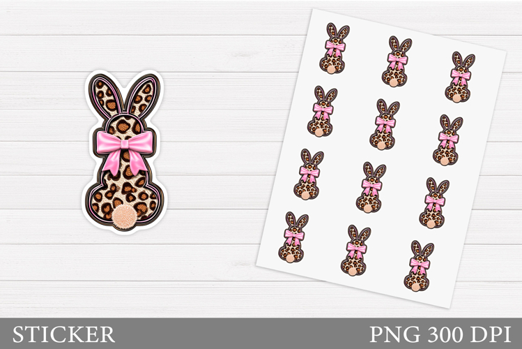 Cute Bunny Sticker Design. Bunny Bow Sticker Printable