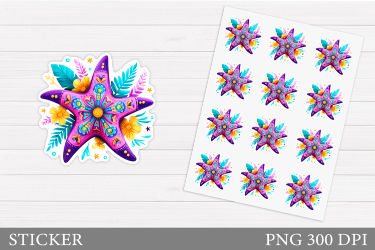 Starfish Sticker Design. Sea Sticker Printable