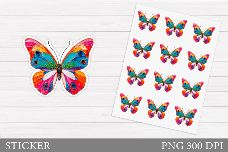 Butterfly Sticker Design. Summer Sticker Printable