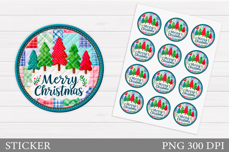 Merry Christmas Sticker Design. Christmas Sticker Printable