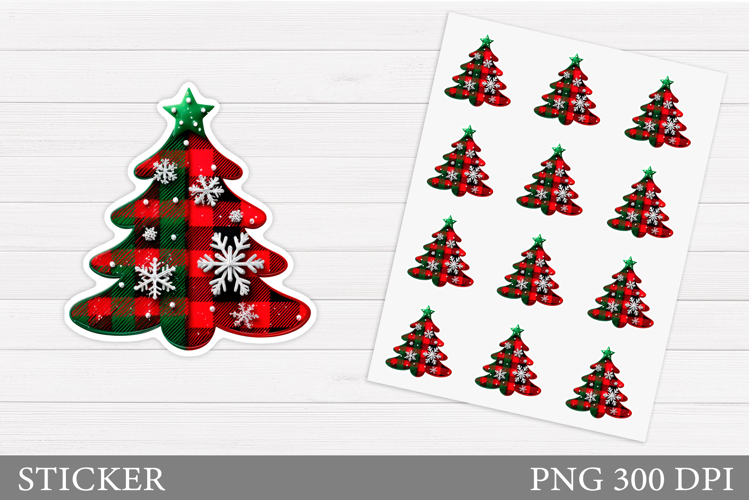 Christmas Tree Sticker Design. Christmas Sticker Printable