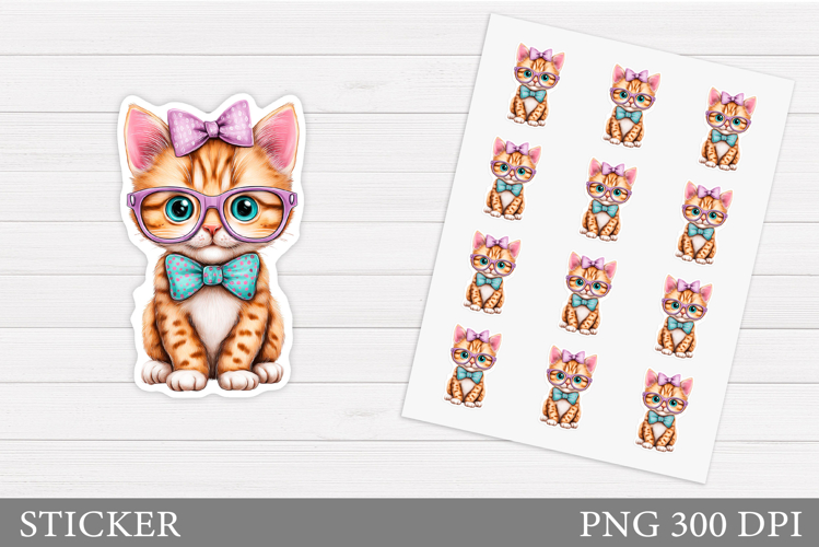 Cute Cat Sticker Design. Cat Sticker Printable