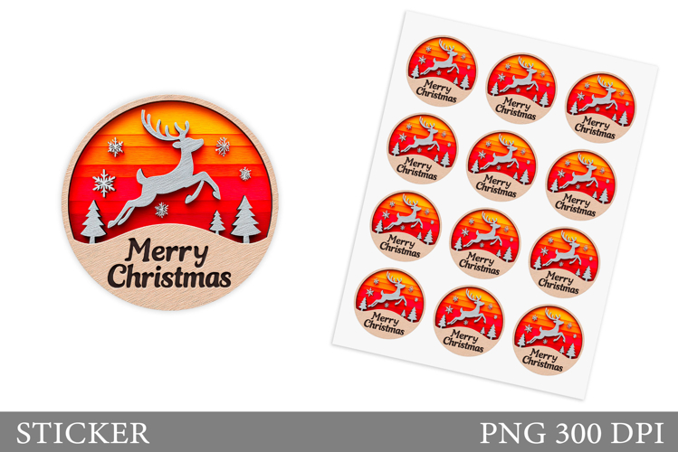 Christmas Deer Sticker Design. Christmas Sticker Printable