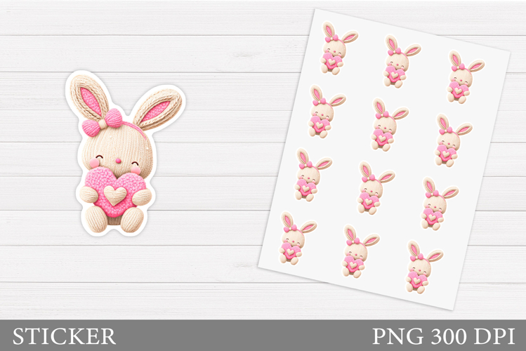 Valentines Bunny Sticker. Valentines Sticker Printable
