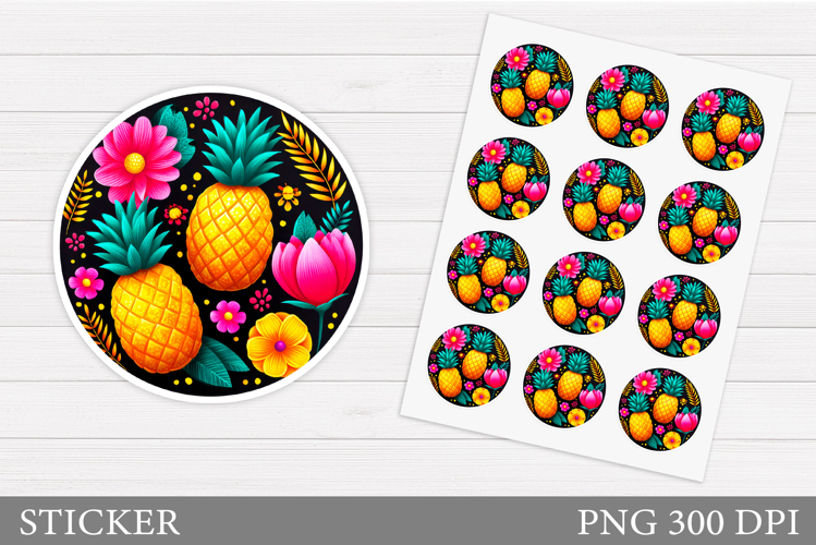Pineapple Sticker Design. Pineapple Sticker Printable
