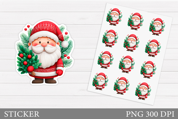 Santa Claus Sticker Design. Christmas Sticker Printable