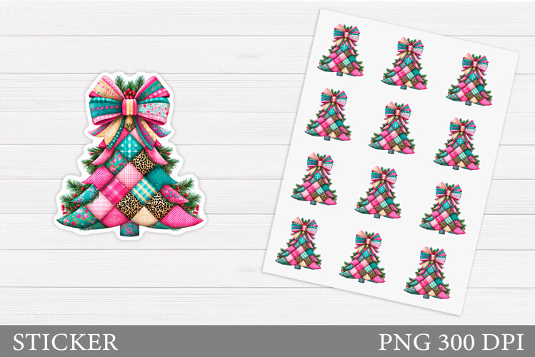 Christmas Tree Sticker Design. Christmas Sticker Printable example image 1