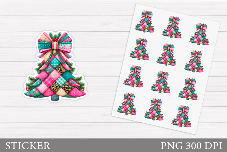 Christmas Tree Sticker Design. Christmas Sticker Printable
