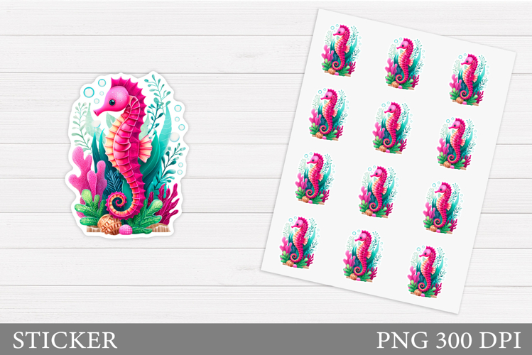 Seahorse Sticker Design. Cute Seahorse Sticker Printable
