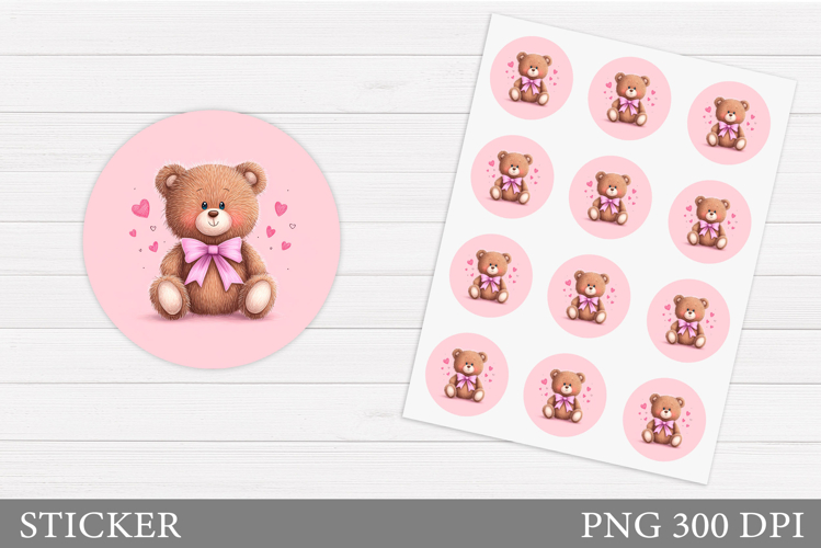 Valentines Bear Sticker Design. Valentines Sticker Printable
