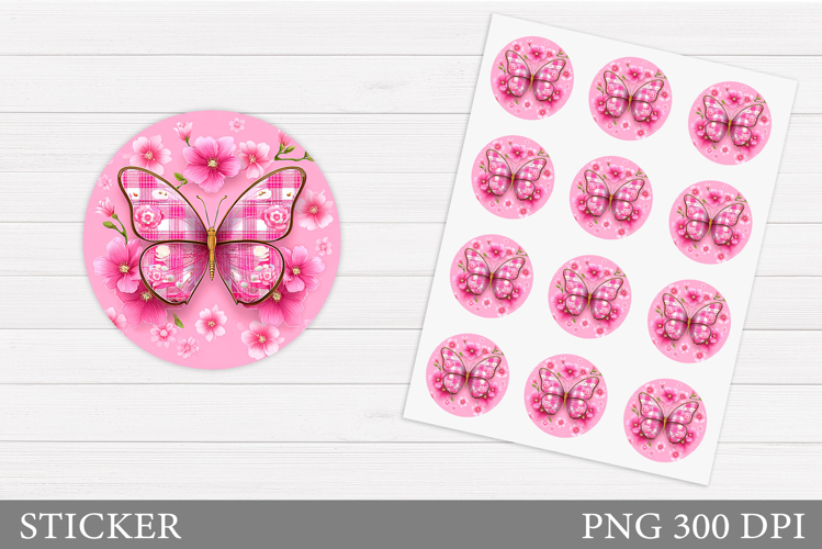 Butterfly Sticker Design. Summer Sticker Printable