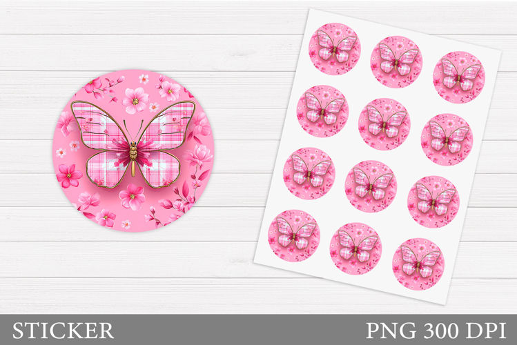 Floral Butterfly Sticker. Butterfly Flowers Sticker Design