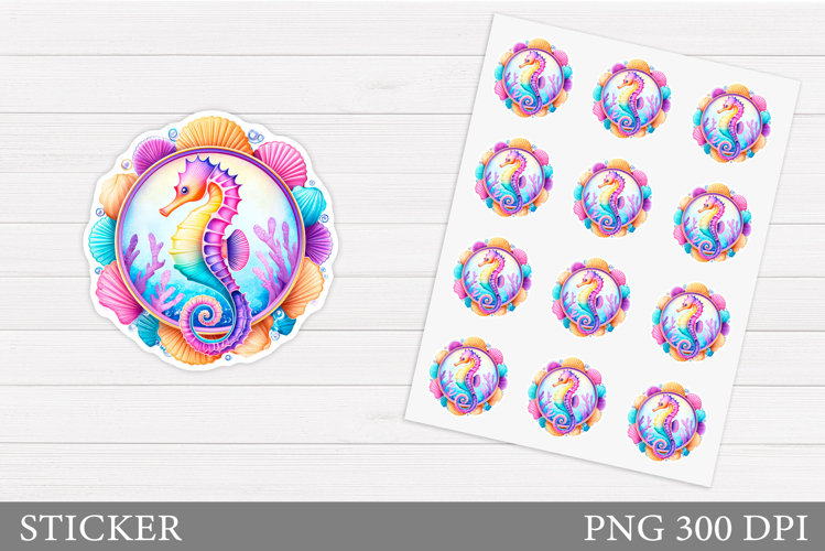Seahorse Sticker Design. Cute Seahorse Sticker Printable