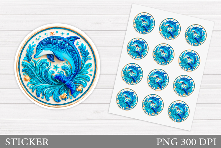Dolphins Sticker Design. Cute Dolphin Sticker Printable