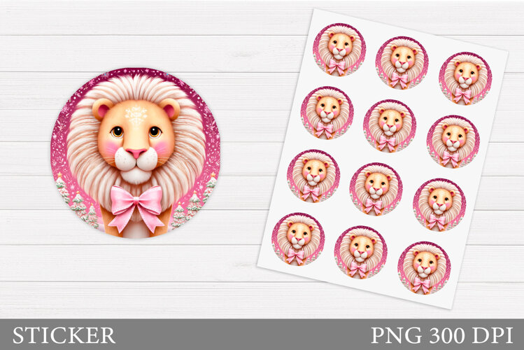 Christmas Lion Sticker Design. Christmas Sticker Printable example image 1