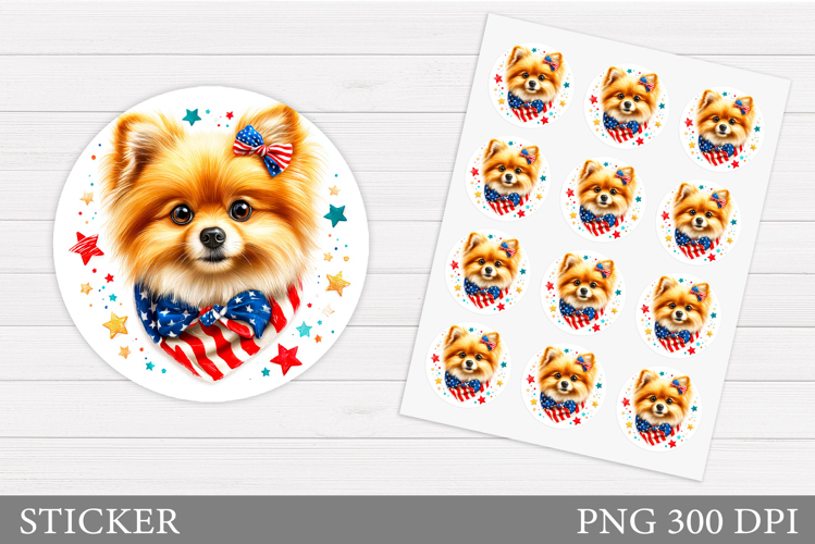 Patriotic Dog Sticker Design. Patriotic Sticker Printable