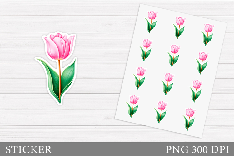 Tulips Sticker Design. Flowers Sticker Printable