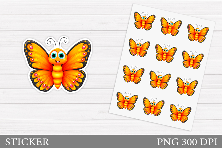 Cute Butterfly Sticker. Butterfly Flowers Sticker Printable