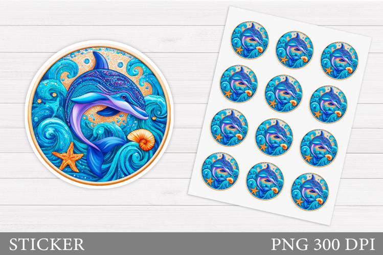 Dolphins Sticker Design. Cute Dolphin Sticker Printable