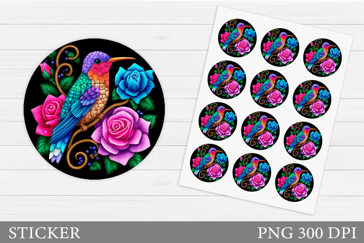 Hummingbird Sticker Design. Bird Stickers Printable