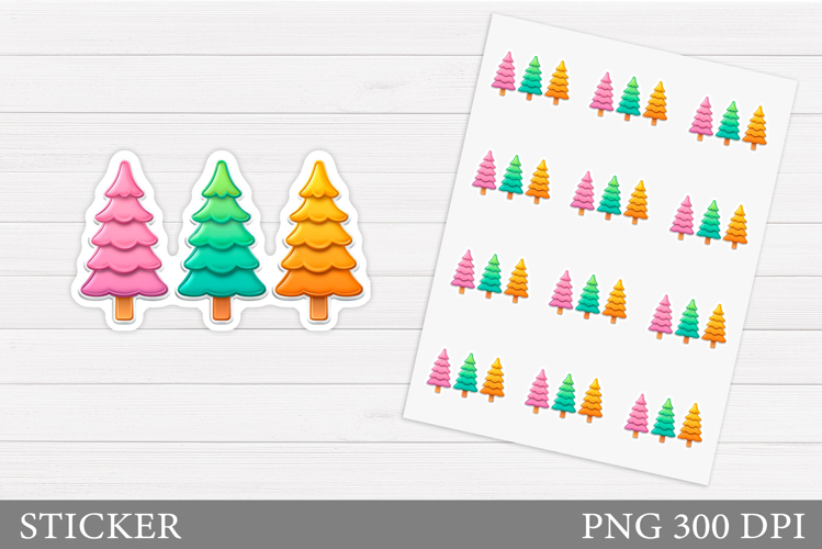 Christmas Tree Sticker Design. Christmas Sticker Printable