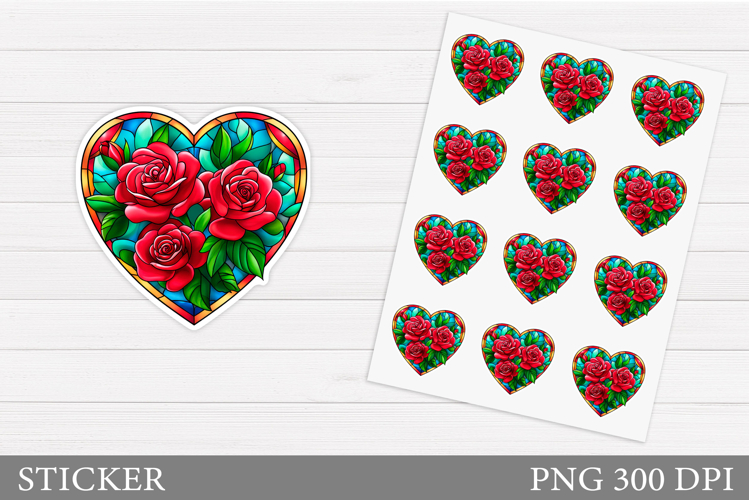 Floral Heart Sticker Printable. Valentines Sticker Design