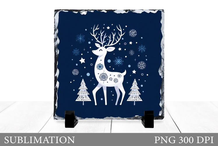 Christmas Reindeer Sublimation. Christmas Deer Slate Design