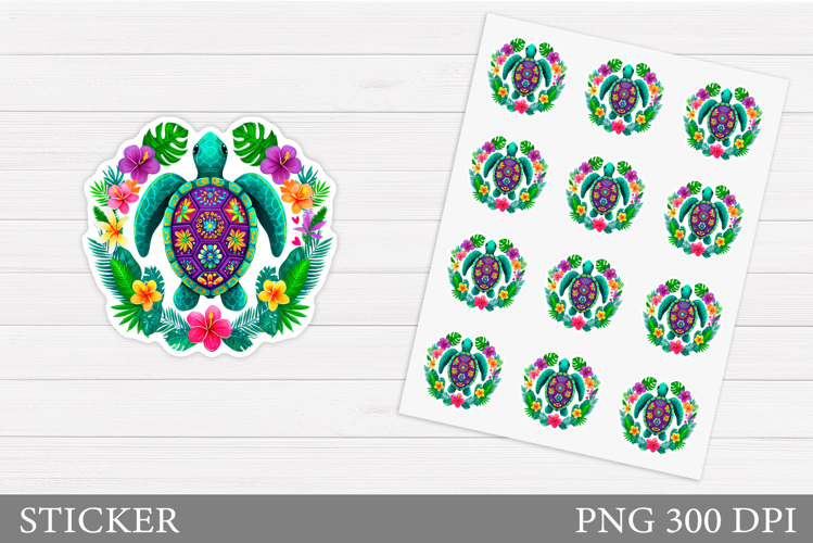 Turtle Sticker Design. Sea Turtle Sticker Printable