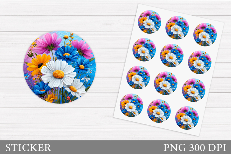 Wildflowers Sticker Design. Flowers Sticker Printable