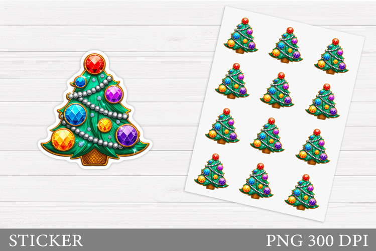 Christmas Tree Sticker Design. Christmas Sticker Printable