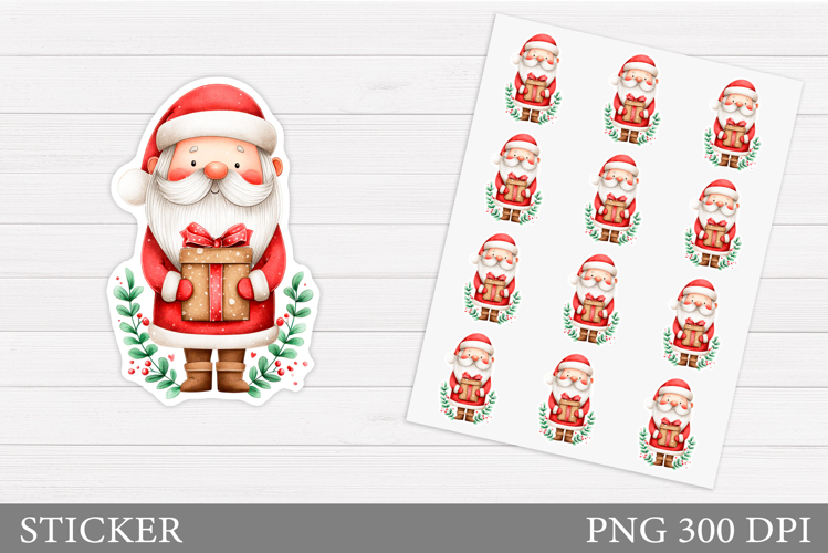 Santa Claus Sticker Design. Christmas Sticker Printable
