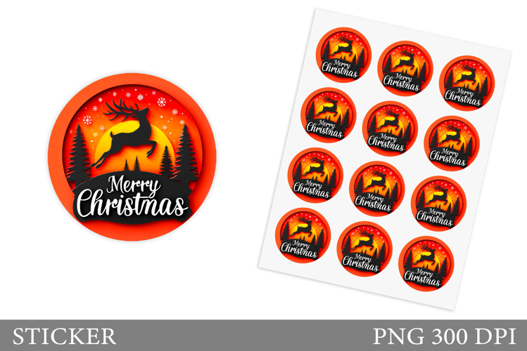 Christmas Deer Sticker Design. Christmas Sticker Printable