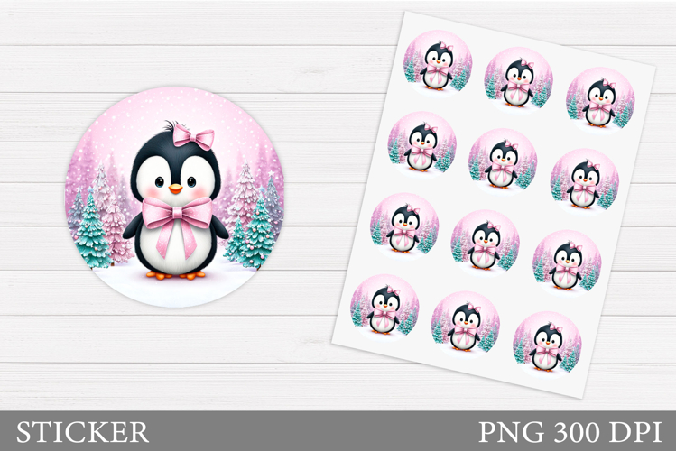 Christmas Penguin Sticker. Christmas Sticker Printable