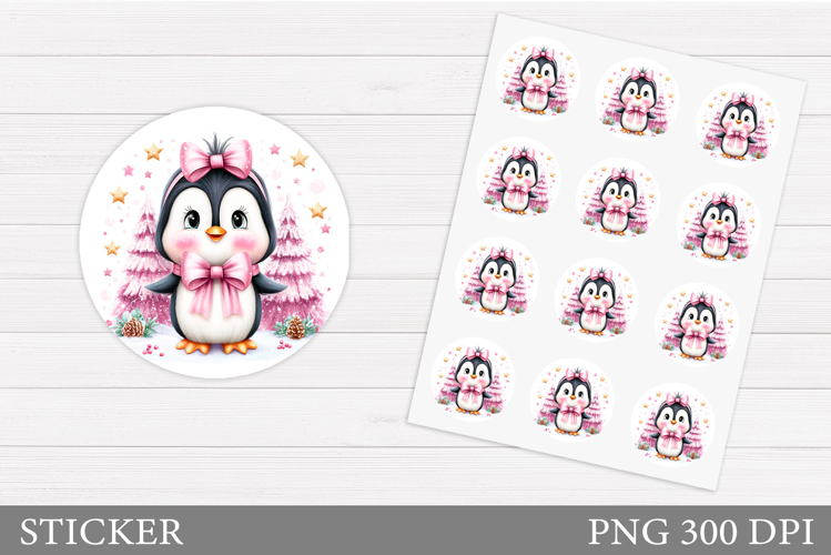 Christmas Penguin Sticker. Christmas Sticker Printable