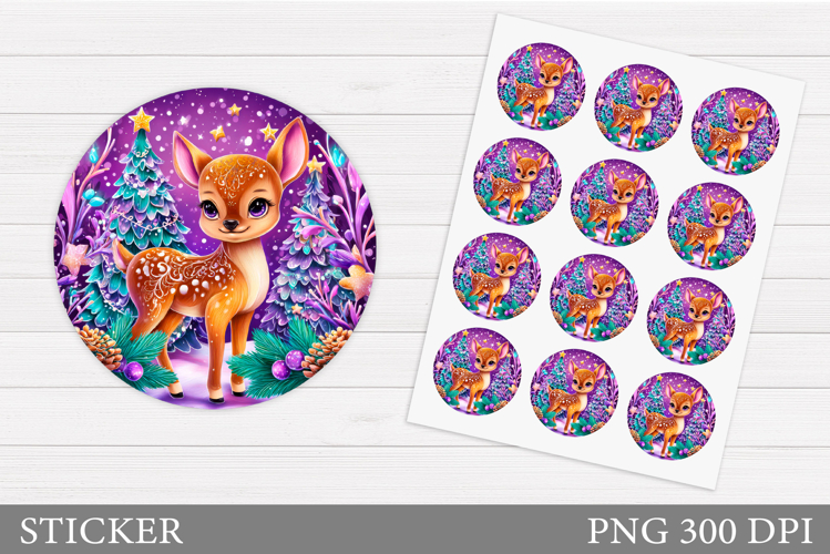Christmas Deer Sticker Design. Christmas Sticker Printable