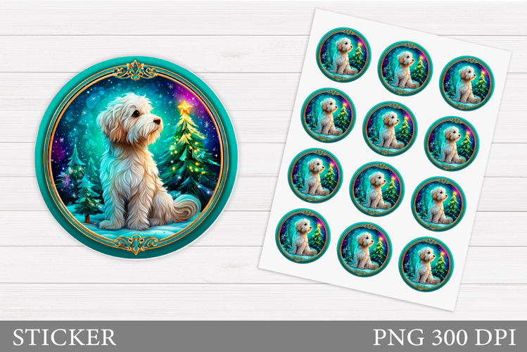 Christmas Dog Sticker Design. Christmas Sticker Printable