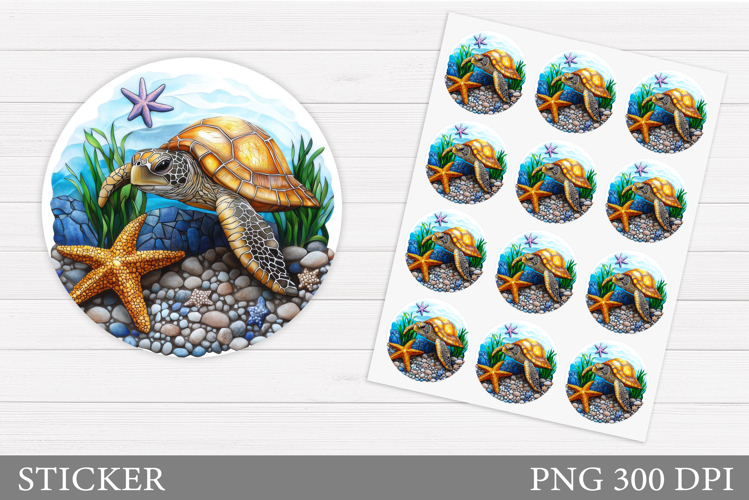 Turtle Sticker Design. Sea Turtle Sticker Template