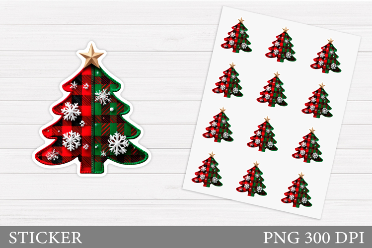 Christmas Tree Sticker Design. Christmas Sticker Printable