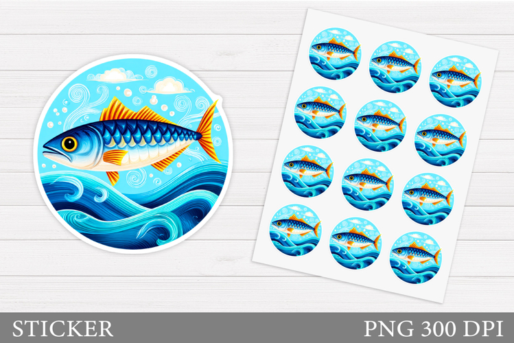 Fish Sticker Design. Sea Sticker Printable