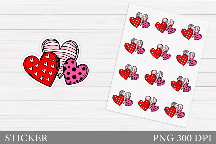 Hearts Stickers Printable. Valentines Sticker Design