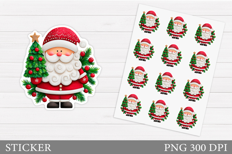 Santa Claus Sticker Design. Christmas Sticker Printable